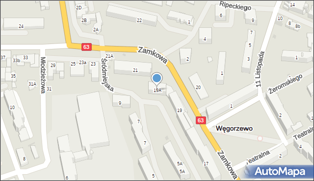 Węgorzewo, Zamkowa, 19A, mapa Węgorzewo