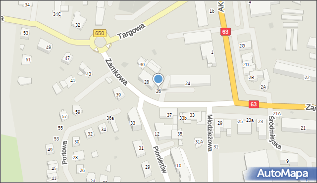 Węgorzewo, Zamkowa, 26, mapa Węgorzewo