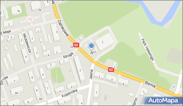 Węgorzewo, Zamkowa, 2B, mapa Węgorzewo