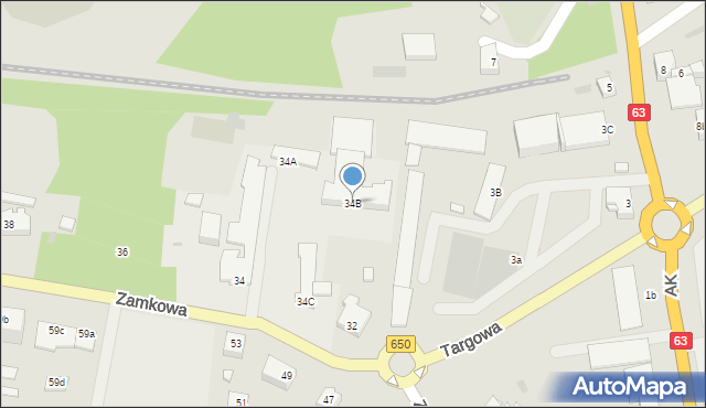 Węgorzewo, Zamkowa, 34B, mapa Węgorzewo