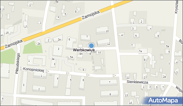 Werbkowice, Zamojska, 8c, mapa Werbkowice