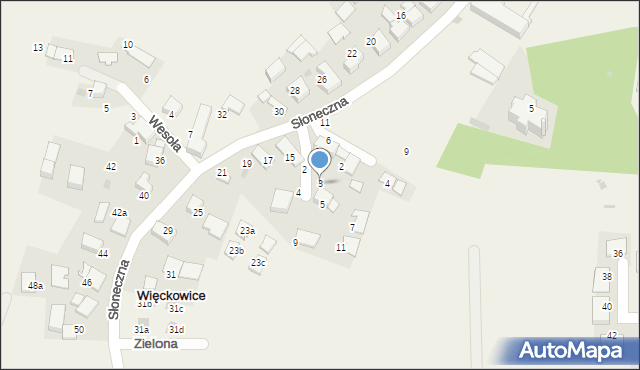 Więckowice, Zacisze, 3, mapa Więckowice