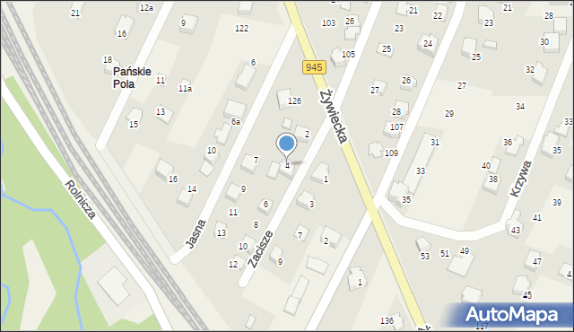 Wilkowice, Zacisze, 4, mapa Wilkowice