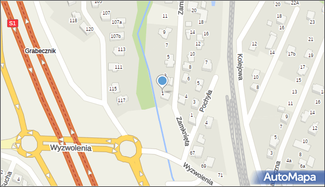 Wilkowice, Zamknięta, 1, mapa Wilkowice