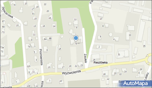 Wilkowice, Zaułek, 5, mapa Wilkowice