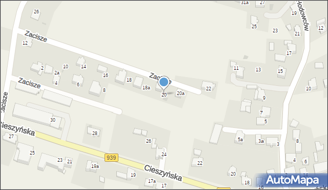 Wisła Wielka, Zacisze, 20, mapa Wisła Wielka