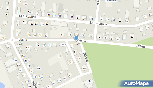 Włoszakowice, Zalesie, 1a, mapa Włoszakowice