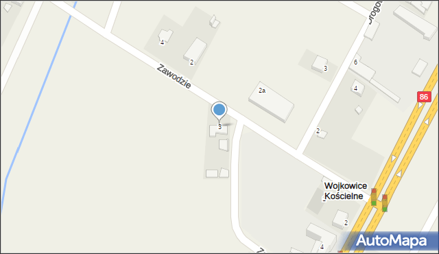 Wojkowice Kościelne, Zawodzie, 3, mapa Wojkowice Kościelne