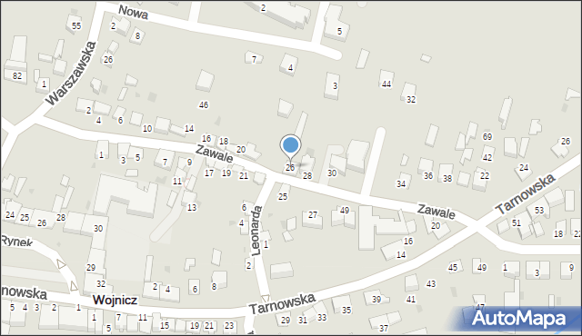 Wojnicz, Zawale, 26, mapa Wojnicz