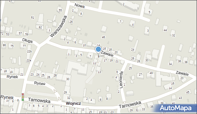 Wojnicz, Zawale, 9, mapa Wojnicz