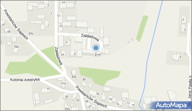 Wojska, Zakładowa, 8, mapa Wojska