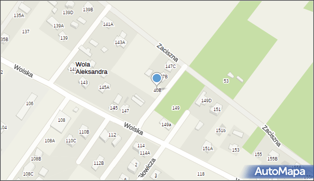 Wola Aleksandra, Zaciszna, 40B, mapa Wola Aleksandra