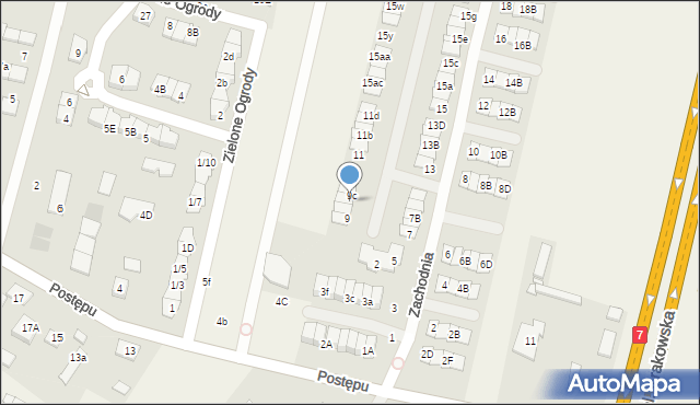 Wola Mrokowska, Zachodnia, 9b, mapa Wola Mrokowska
