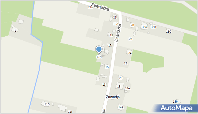 Wólka Pracka, Zawadzka, 17A, mapa Wólka Pracka