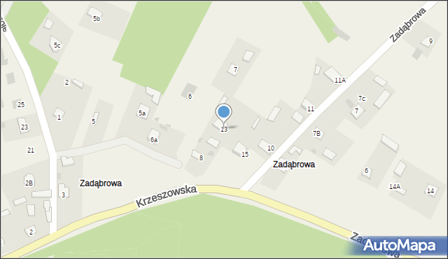 Wólka Tanewska, Zadąbrowa, 13, mapa Wólka Tanewska