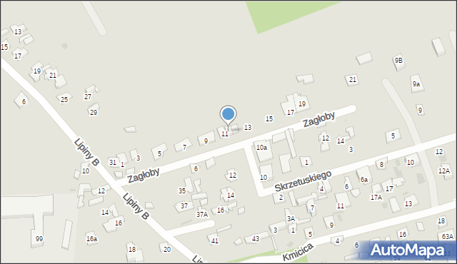 Wołomin, Zagłoby Jana Onufrego, 11a, mapa Wołomin