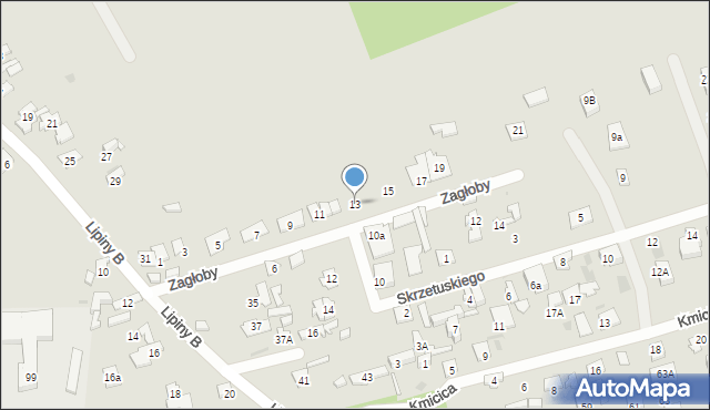 Wołomin, Zagłoby Jana Onufrego, 13, mapa Wołomin