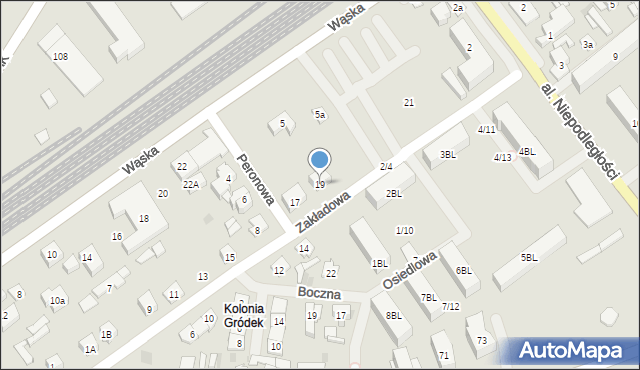 Wołomin, Zakładowa, 19, mapa Wołomin