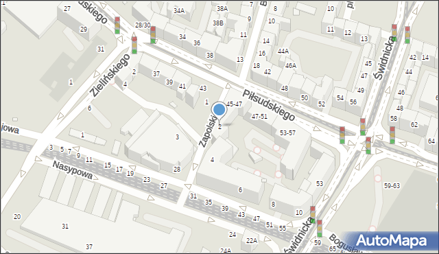 Wrocław, Zapolskiej Gabrieli, 2, mapa Wrocławia