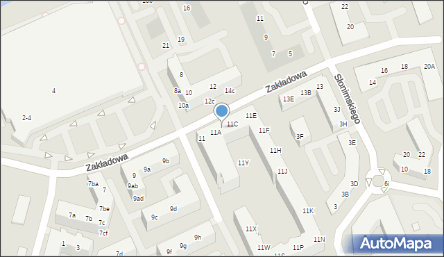 Wrocław, Zakładowa, 11B, mapa Wrocławia