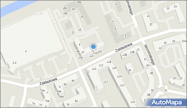 Wrocław, Zakładowa, 12d, mapa Wrocławia