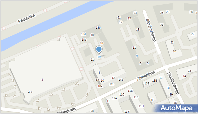 Wrocław, Zakładowa, 19, mapa Wrocławia