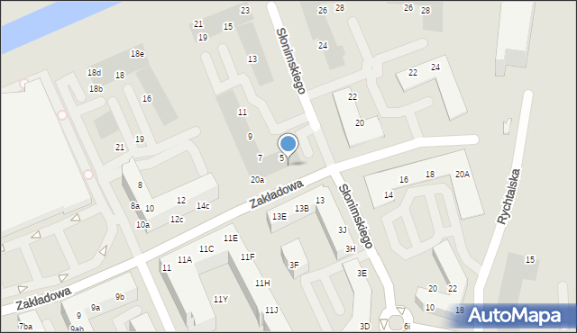 Wrocław, Zakładowa, 20e, mapa Wrocławia