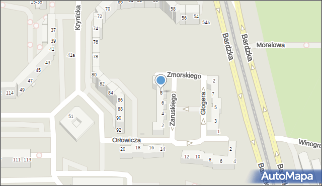 Wrocław, Zaruskiego Mariusza, gen., 8, mapa Wrocławia