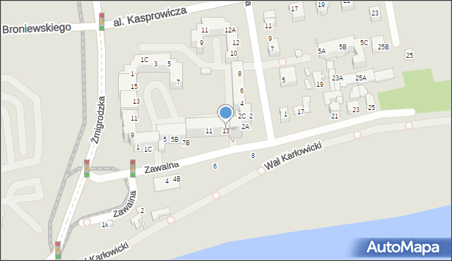 Wrocław, Zawalna, 13, mapa Wrocławia