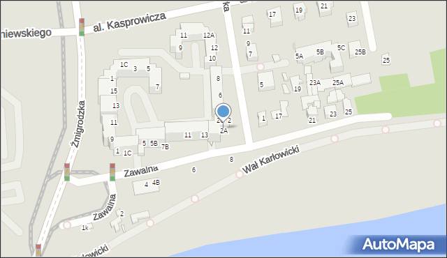 Wrocław, Zawalna, 13B, mapa Wrocławia