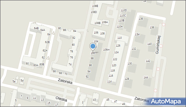 Wrocław, Zatorska, 100, mapa Wrocławia