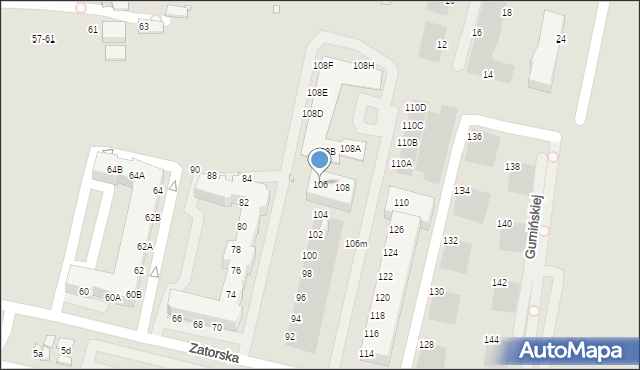 Wrocław, Zatorska, 106, mapa Wrocławia