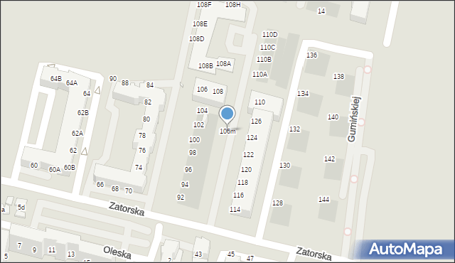 Wrocław, Zatorska, 106m, mapa Wrocławia