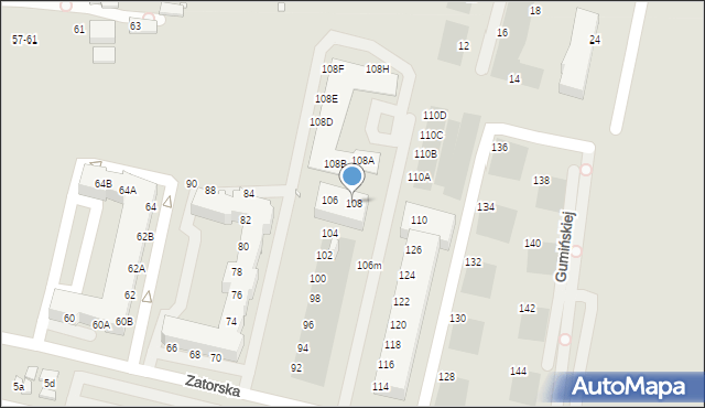 Wrocław, Zatorska, 108, mapa Wrocławia
