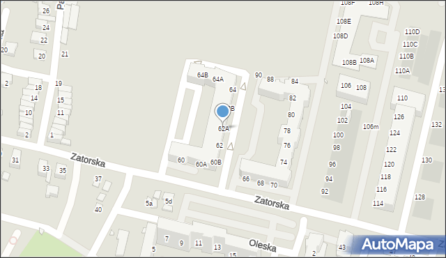 Wrocław, Zatorska, 62A, mapa Wrocławia