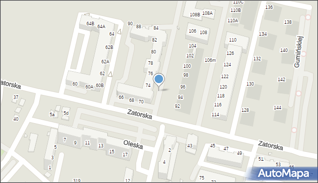 Wrocław, Zatorska, 72b, mapa Wrocławia