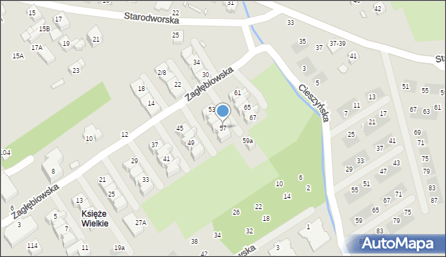 Wrocław, Zagłębiowska, 57, mapa Wrocławia