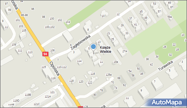 Wrocław, Zagłębiowska, 7, mapa Wrocławia