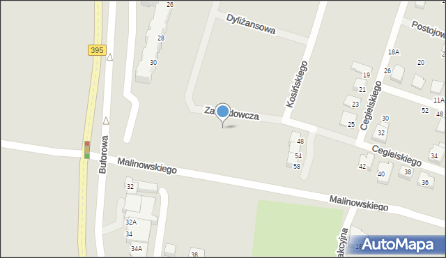 Wrocław, Zawiadowcza, 68, mapa Wrocławia