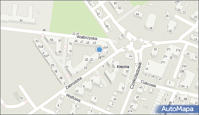 Wrocław, Zabrodzka, 1B, mapa Wrocławia