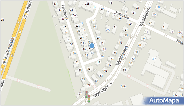 Wrocław, Zapaśnicza, 13, mapa Wrocławia