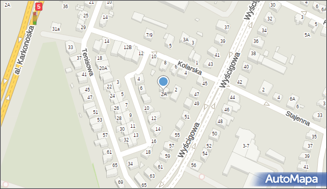 Wrocław, Zapaśnicza, 2A, mapa Wrocławia