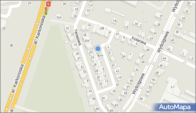 Wrocław, Zapaśnicza, 5, mapa Wrocławia