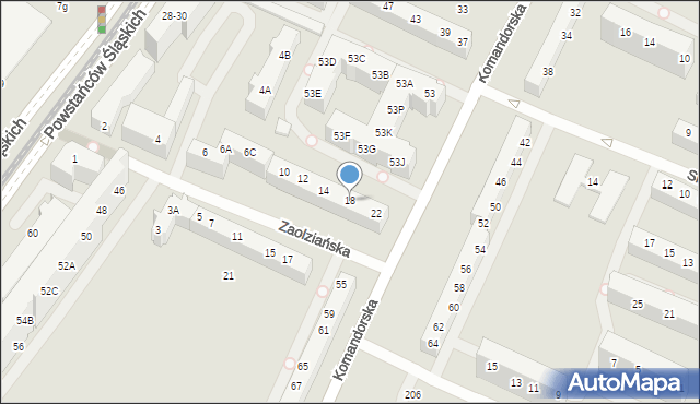 Wrocław, Zaolziańska, 18, mapa Wrocławia