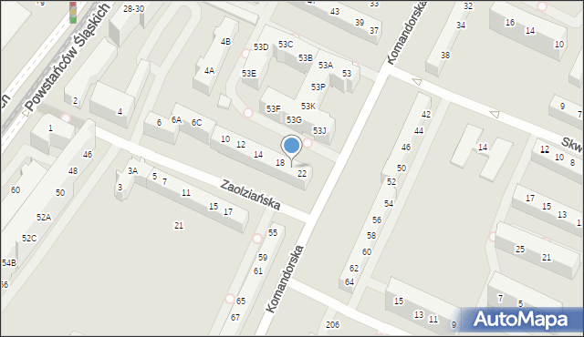 Wrocław, Zaolziańska, 20, mapa Wrocławia