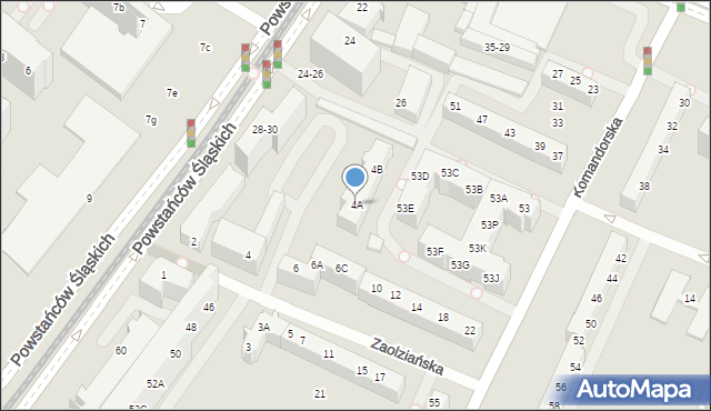 Wrocław, Zaolziańska, 4A, mapa Wrocławia