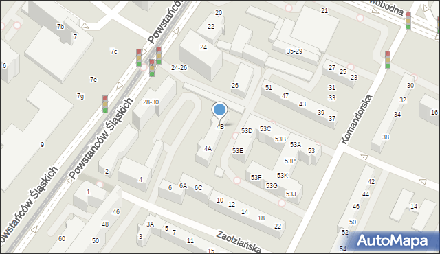 Wrocław, Zaolziańska, 4B, mapa Wrocławia