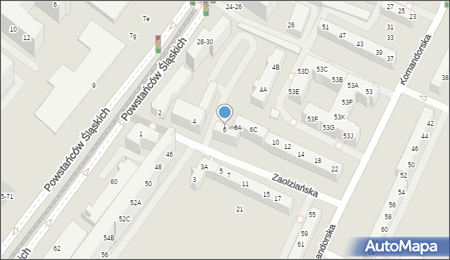 Wrocław, Zaolziańska, 6, mapa Wrocławia