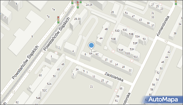 Wrocław, Zaolziańska, 6B, mapa Wrocławia