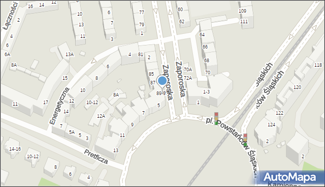 Wrocław, Zaporoska, 89-91, mapa Wrocławia